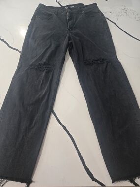 Women's High Rise O.G. Loose Black Distressed Jeans Size 14